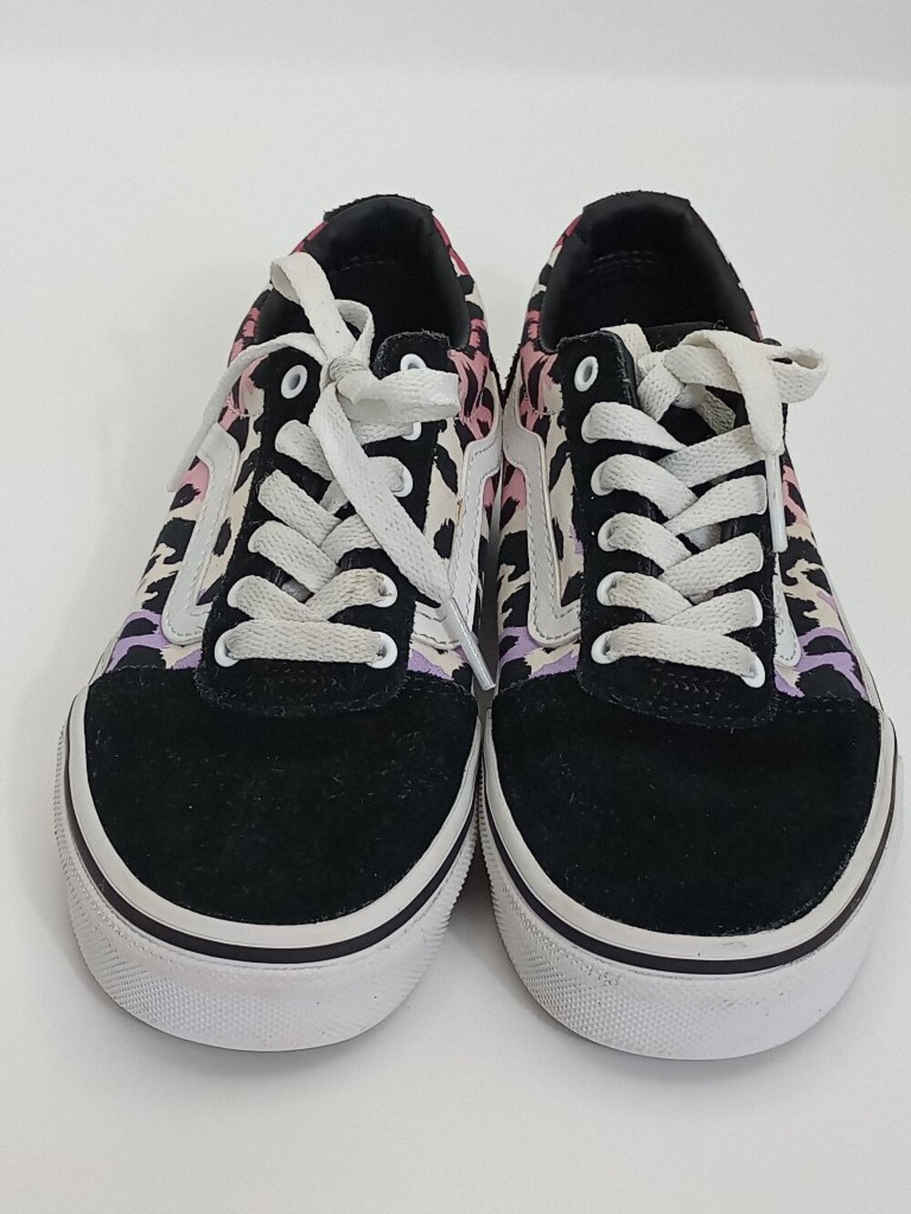 Vans Old Skool Leopard Print Sneakers Kids Girls Size 2 US Pink Purple Black EU - Picture 3 of 13